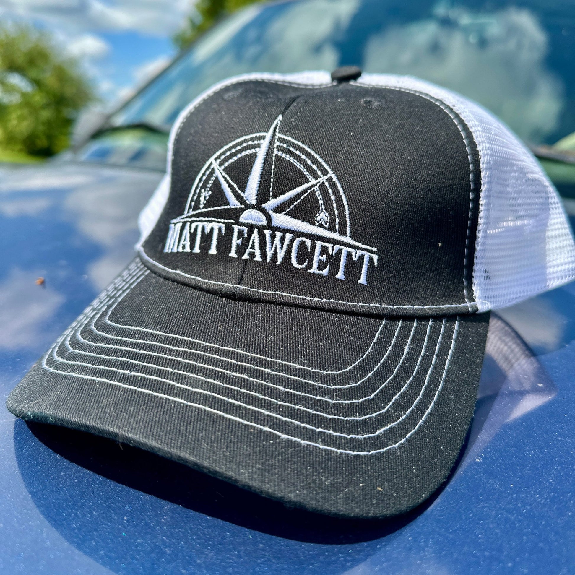 Compass Logo Trucker Hat - Black/White - FawcettMusic