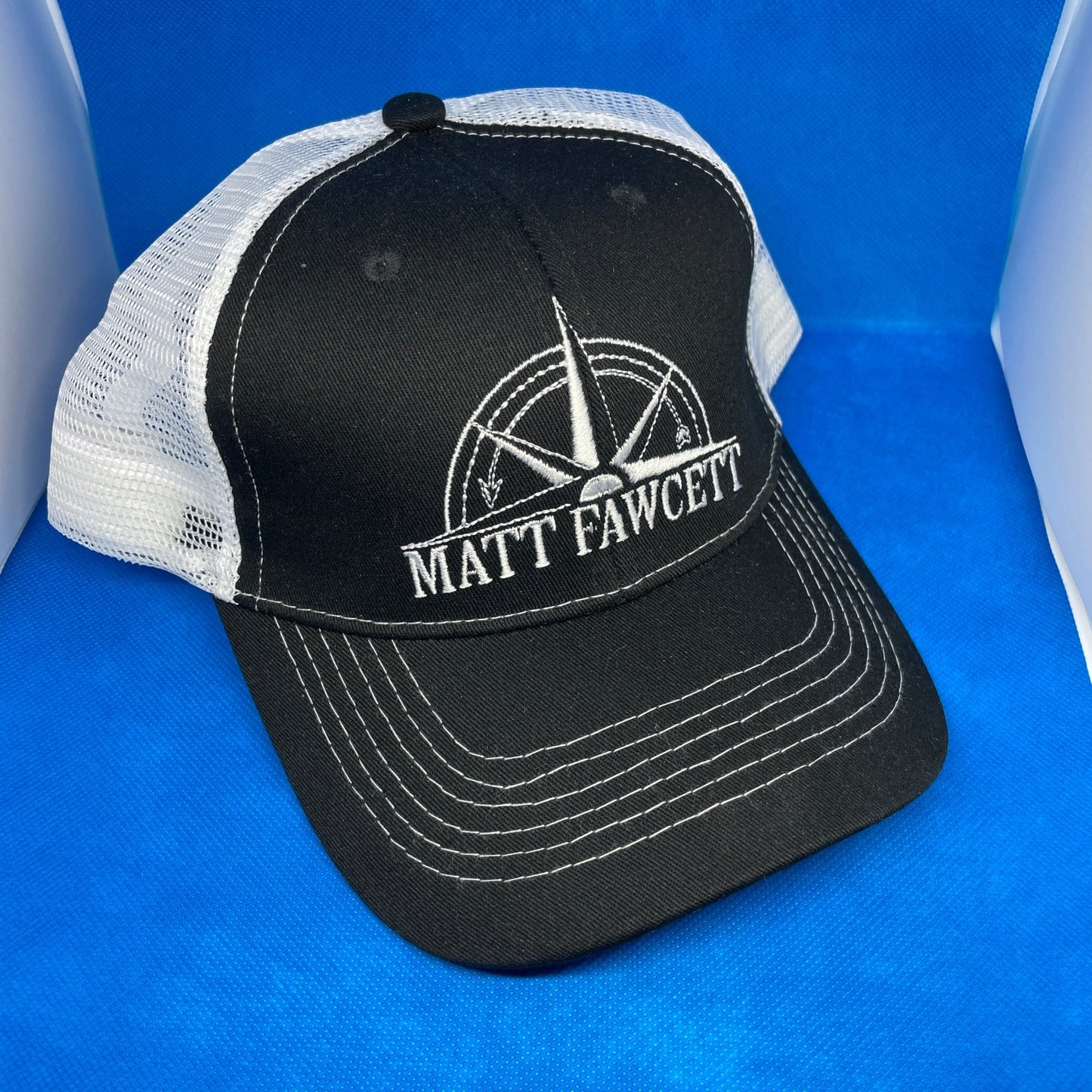 Compass Logo Trucker Hat - Black/White - FawcettMusic