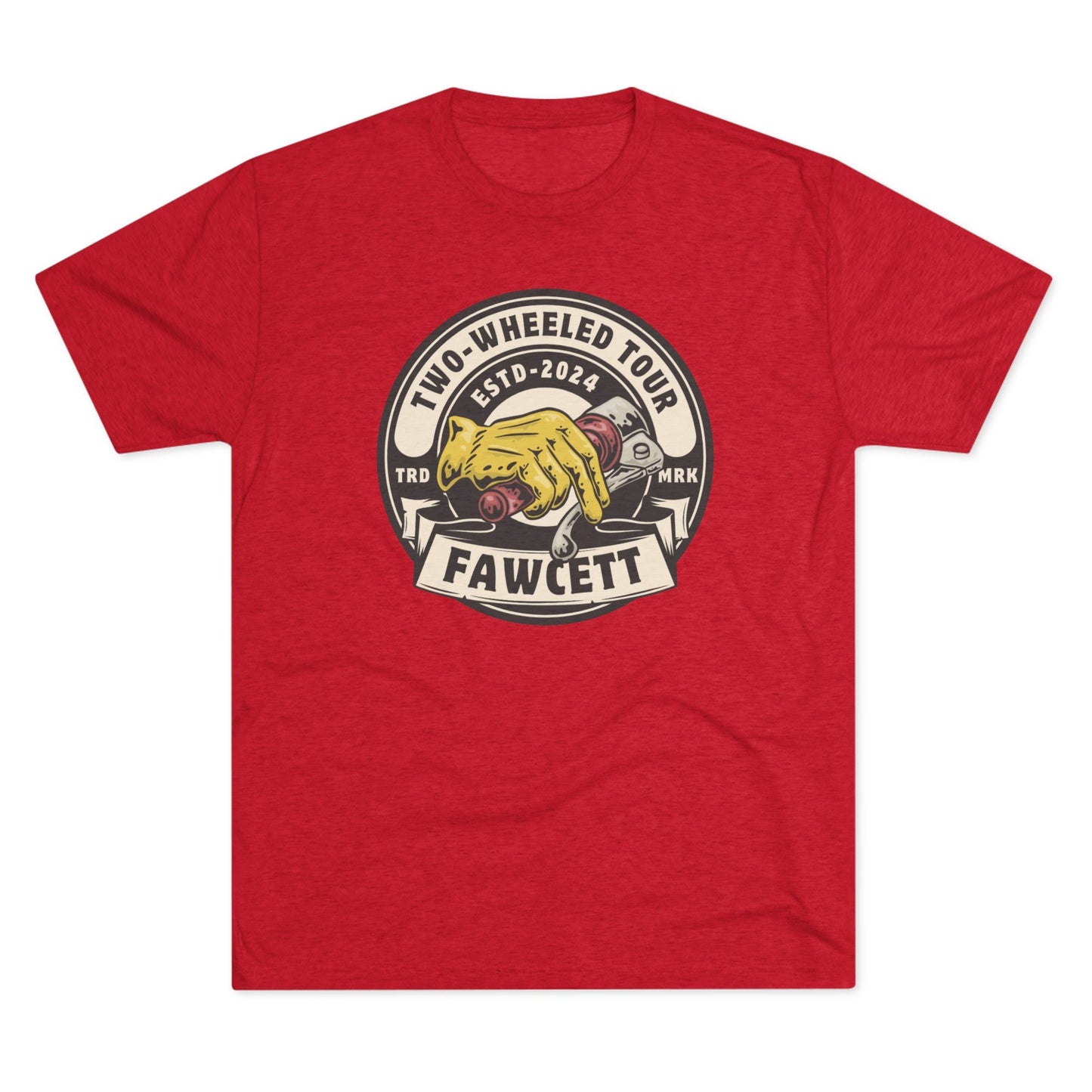 Two - Wheeled Tour Handbrake - Unisex Tri - Blend Crew Tee - FawcettMusic